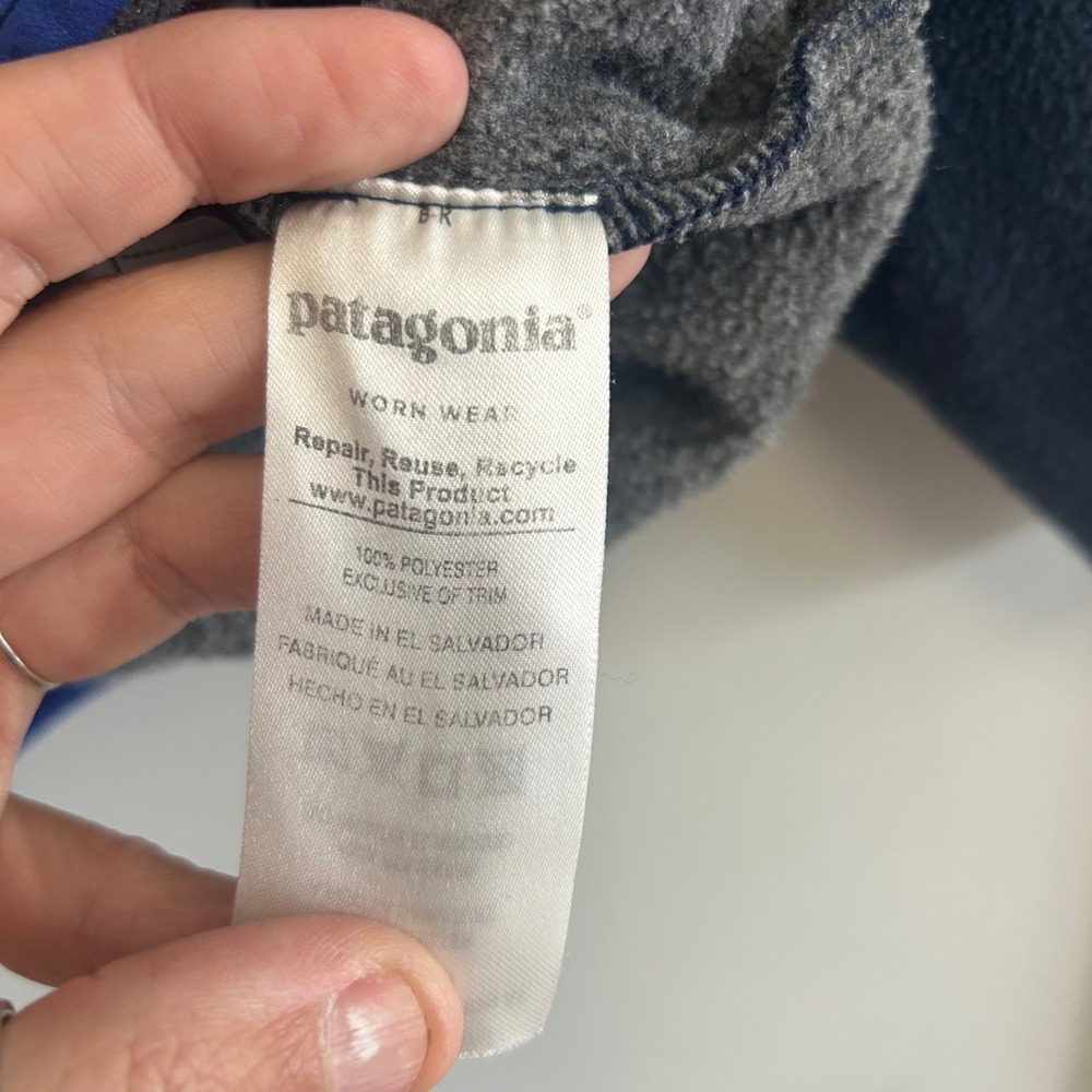 Patagonia Synchilla Fleece Snap T Pullover Kids coat XL 14 Blue Gray Color Block - Picture 7 of 7